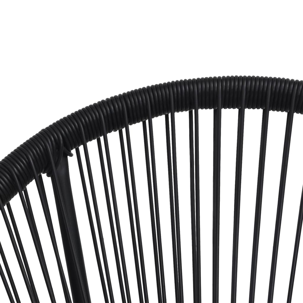 2-Piece Black Rattan Garden Moon Chairs - Stylish Outdoor Seating
