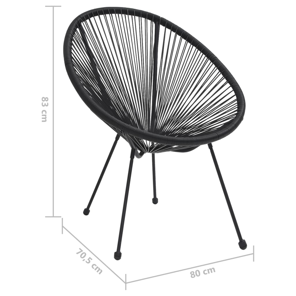 2-Piece Black Rattan Garden Moon Chairs - Stylish Outdoor Seating