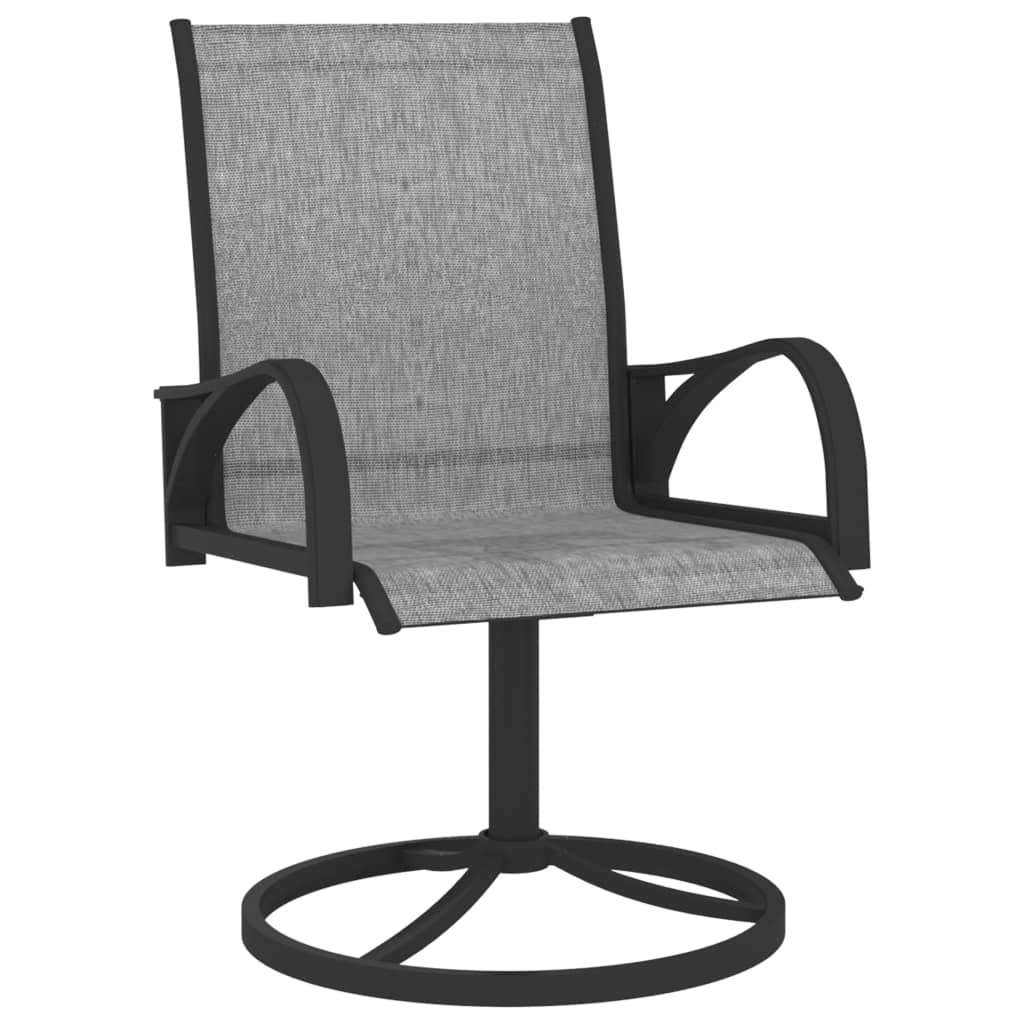 Stylish Grey Textilene & Steel Garden Swivel Chairs Set of 2