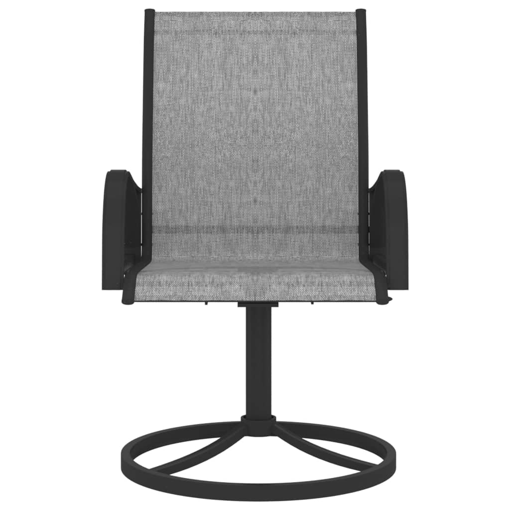 Stylish Grey Textilene & Steel Garden Swivel Chairs Set of 2