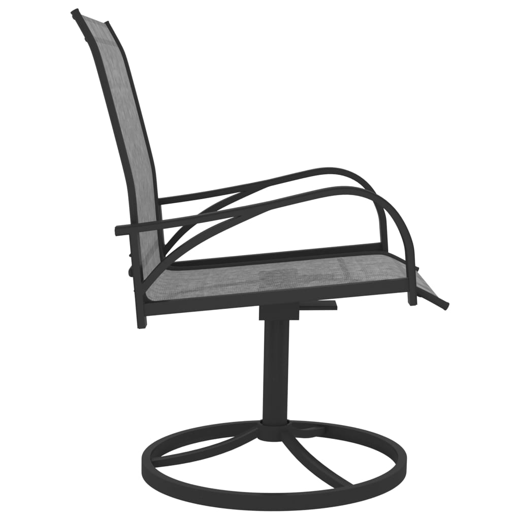Stylish Grey Textilene & Steel Garden Swivel Chairs Set of 2