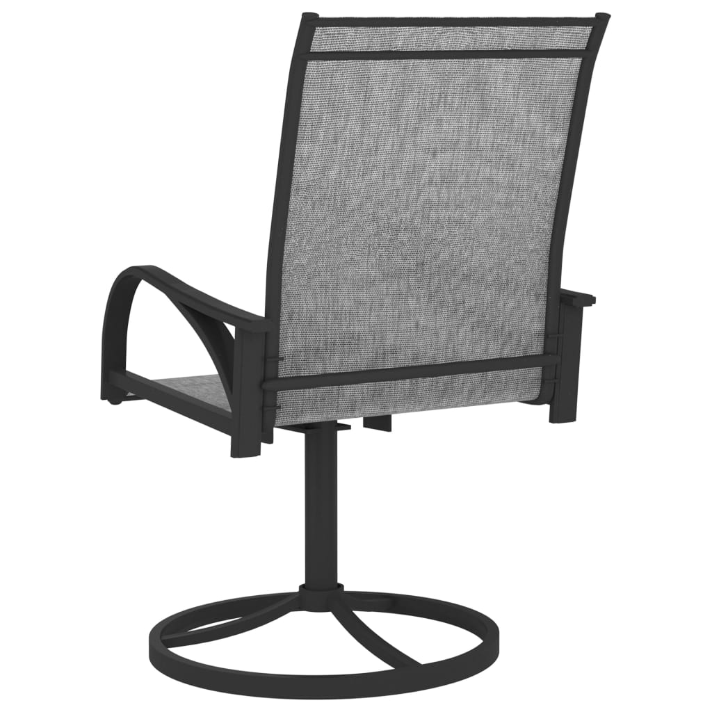 Stylish Grey Textilene & Steel Garden Swivel Chairs Set of 2