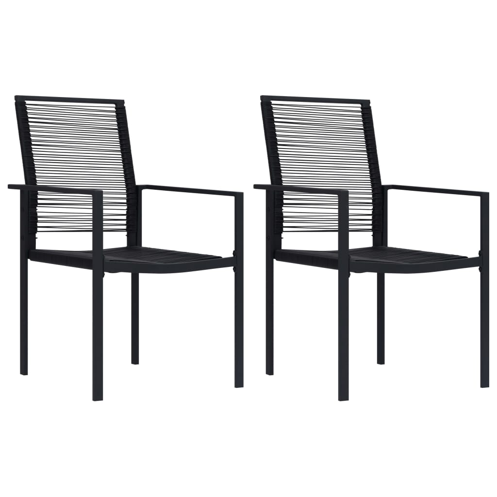 Sleek Black PVC Rattan Garden Chairs Set of 2 - Durable & Stylish
