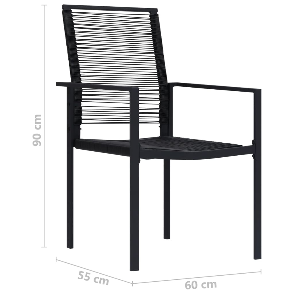 Sleek Black PVC Rattan Garden Chairs Set of 2 - Durable & Stylish
