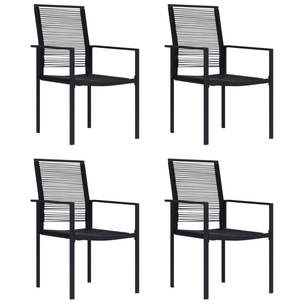 Elegant Black PVC Rattan Garden Chairs Set of 4 - Outdoor Bliss