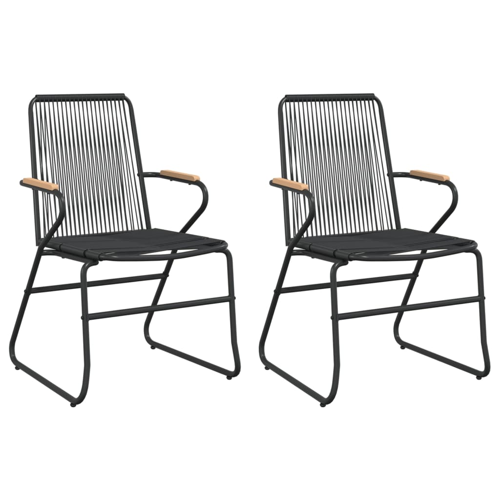 Stylish Black PVC Rattan Garden Chairs Set of 2 - 58x59x85.5 cm