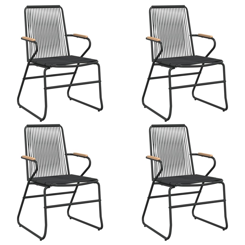 Set of 4 Black PVC Rattan Garden Chairs 58x59x85.5 cm