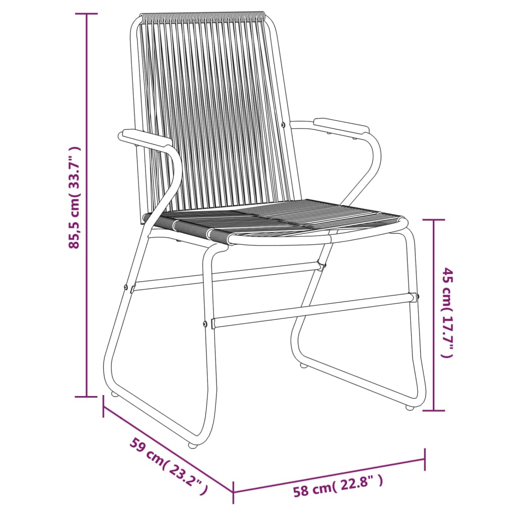 Set of 4 Black PVC Rattan Garden Chairs 58x59x85.5 cm