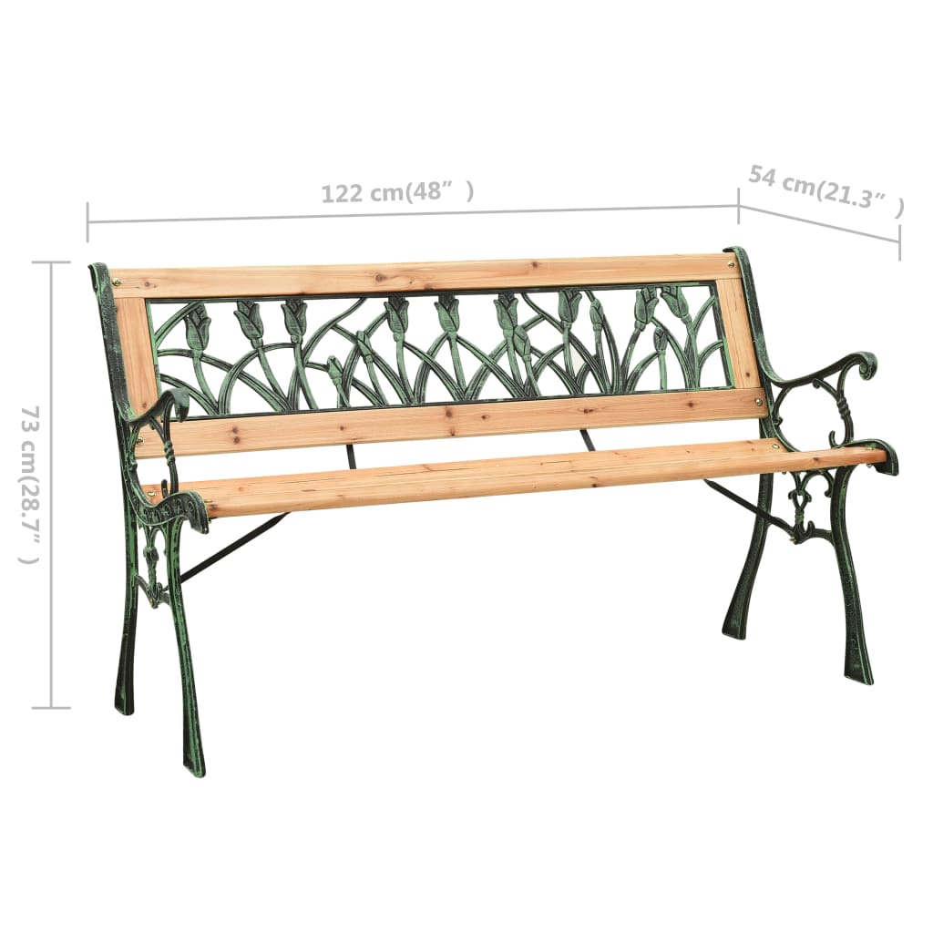 Sturdy 122cm Garden Bench - Cast Iron & Solid Firwood Design