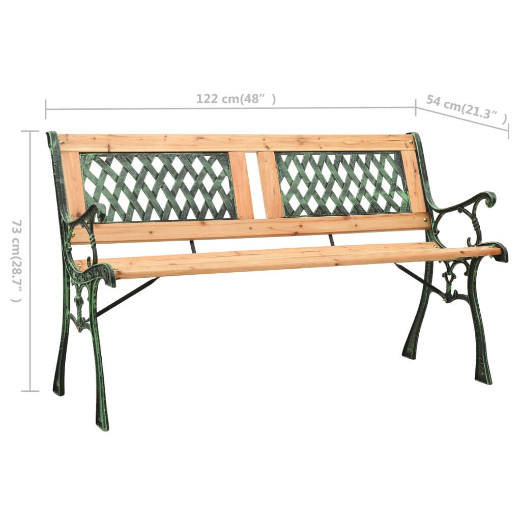 Elegant 122 cm Cast Iron & Firwood Garden Bench - Classic Style