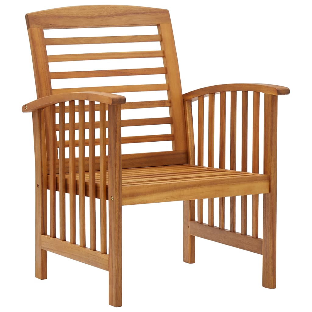 Solid Acacia Wood Garden Chairs Set of 2 - Natural Finish