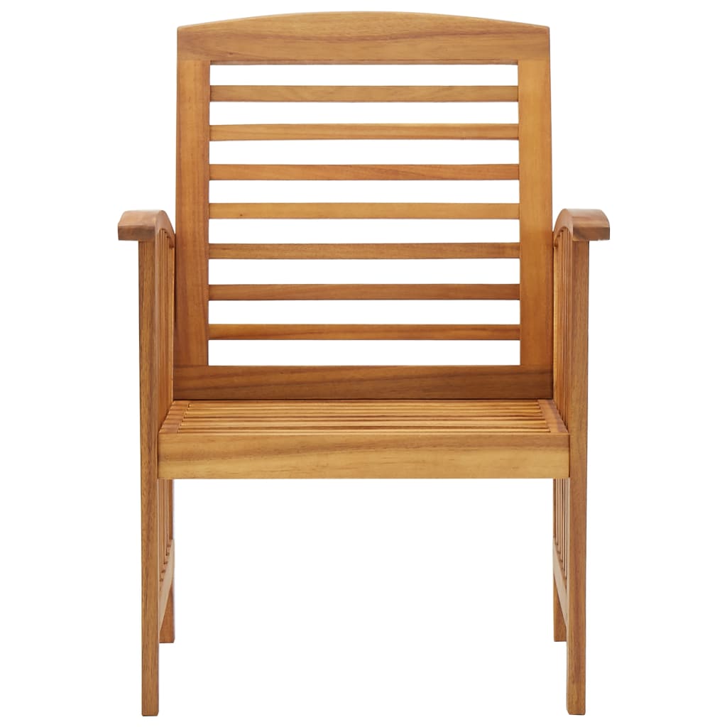Solid Acacia Wood Garden Chairs Set of 2 - Natural Finish