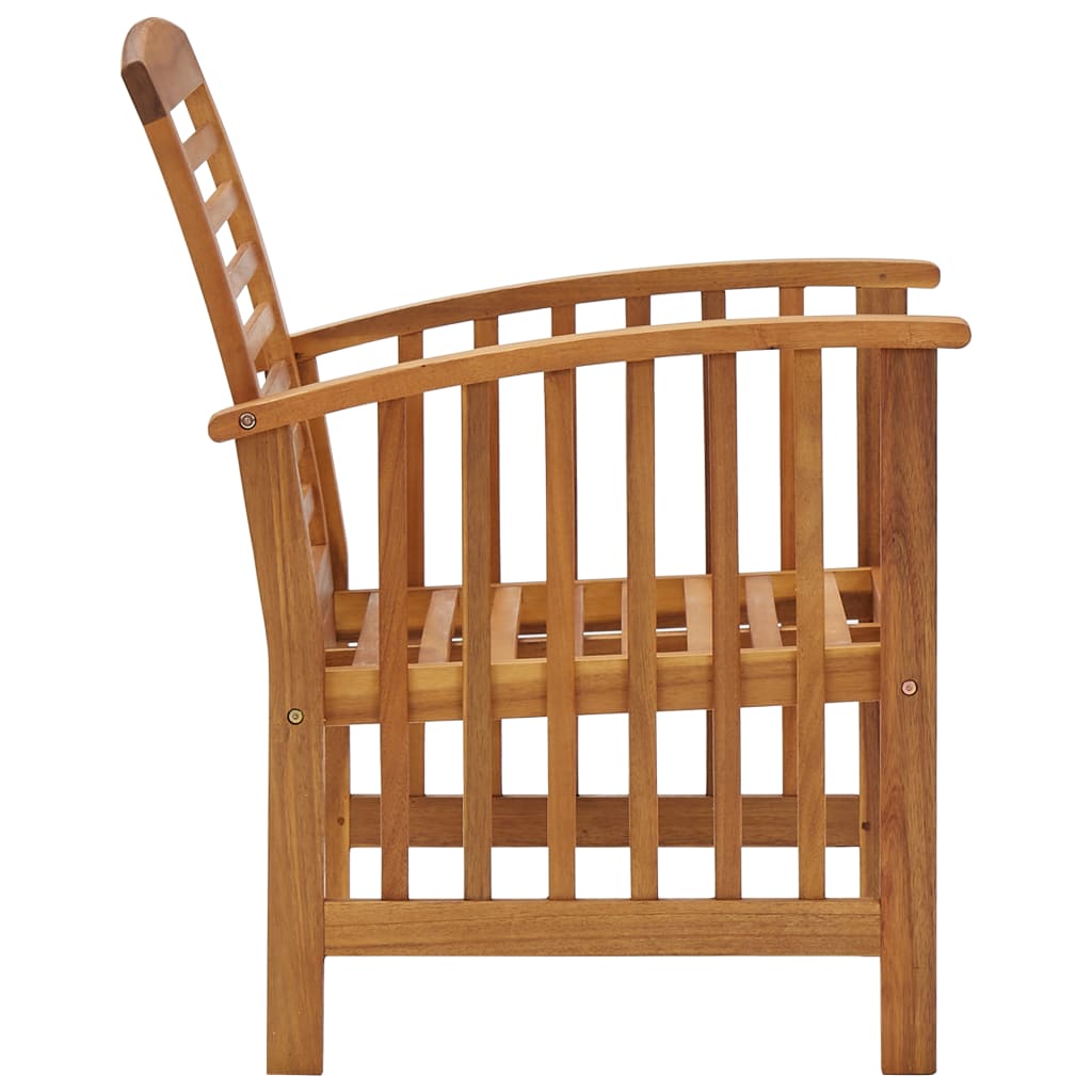 Solid Acacia Wood Garden Chairs Set of 2 - Natural Finish