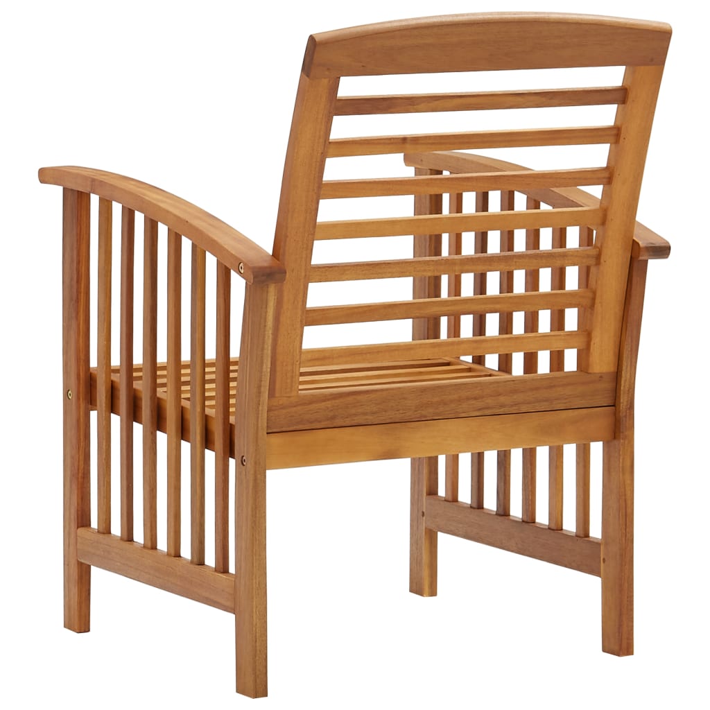 Solid Acacia Wood Garden Chairs Set of 2 - Natural Finish