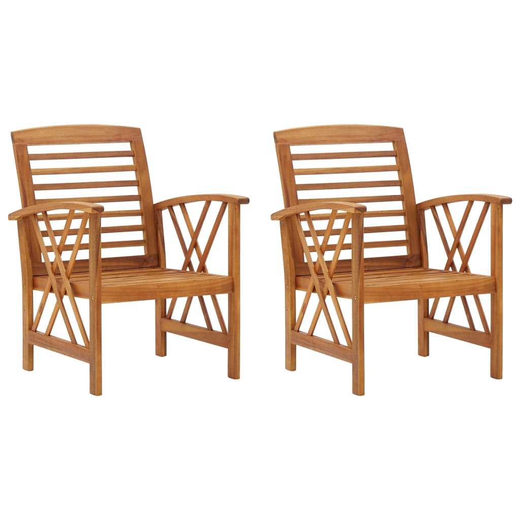Elegant Garden Chairs Set - 2 pcs Solid Acacia Wood Outdoor Seating