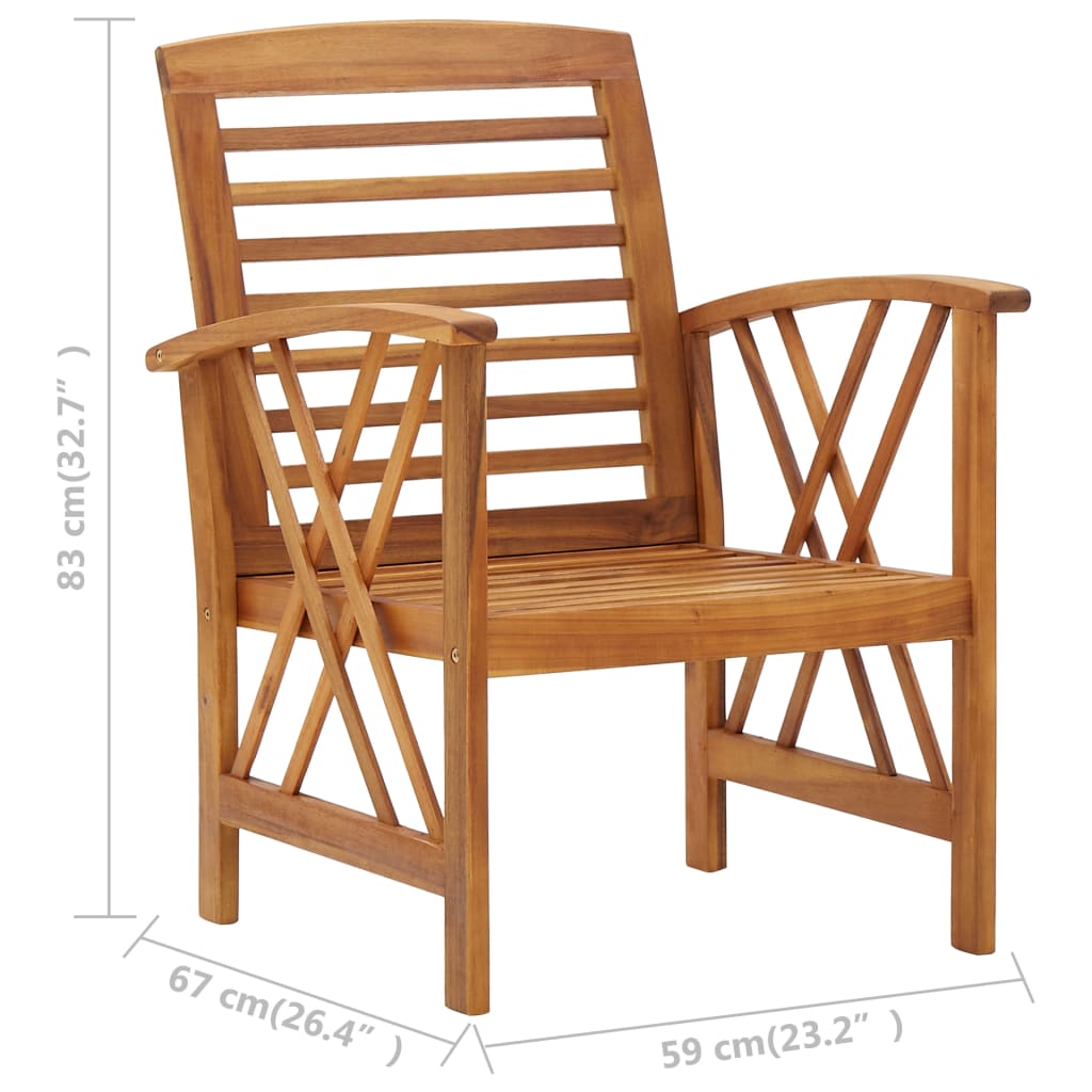 Elegant Garden Chairs Set - 2 pcs Solid Acacia Wood Outdoor Seating