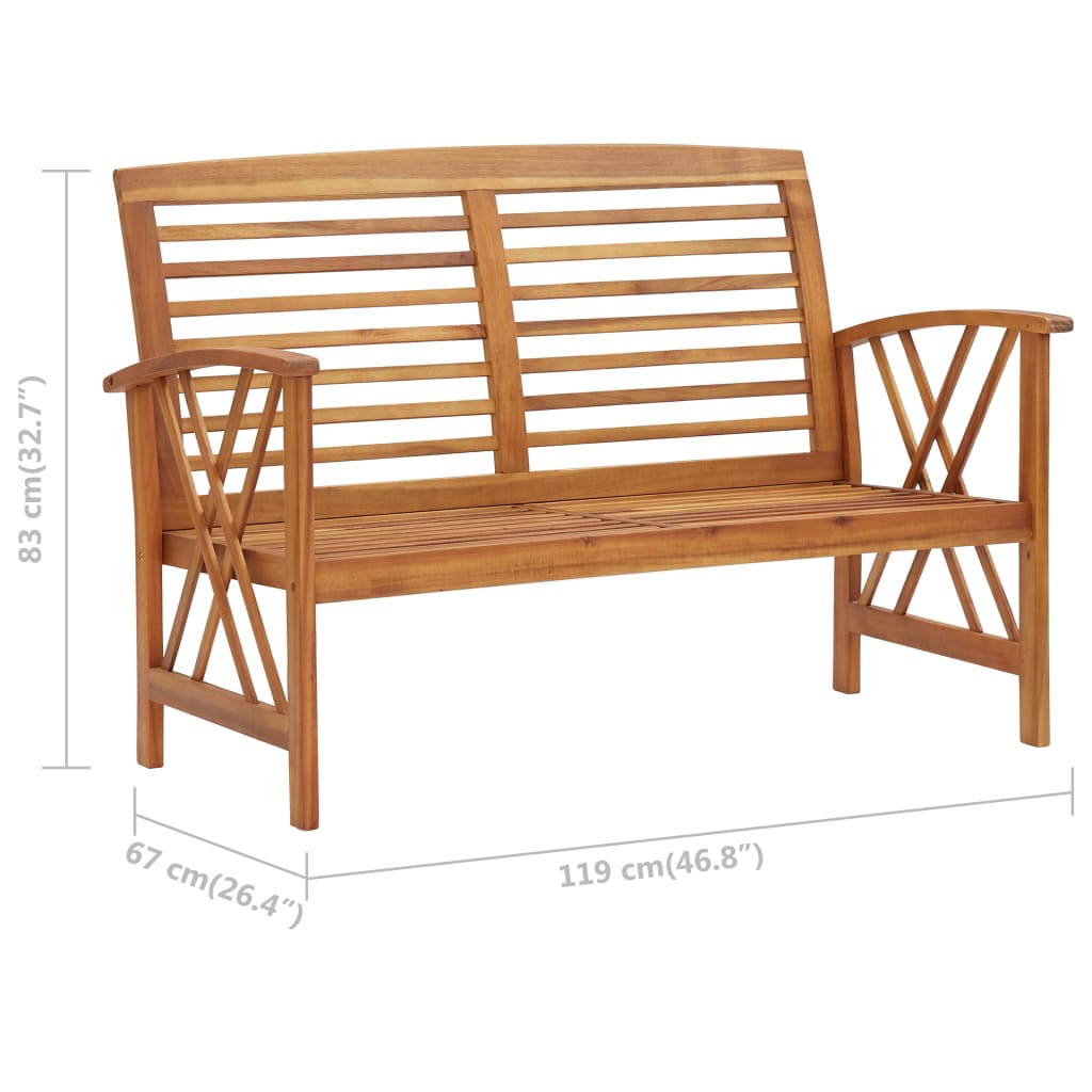 Solid Acacia Wood Garden Bench - 119 cm Outdoor Seating