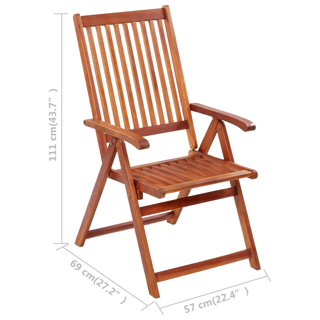 3-Piece Acacia Wood Folding Garden Chairs - Solid & Stylish