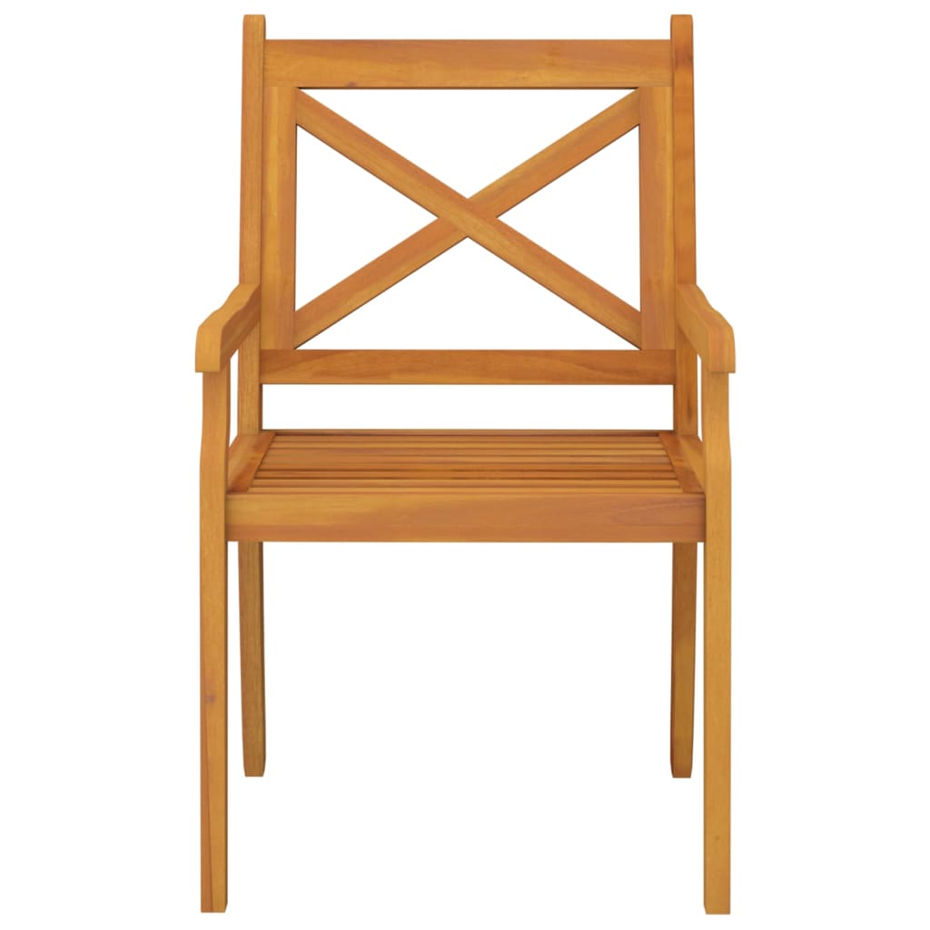 Stylish 3-Piece Solid Acacia Wood Outdoor Dining Chairs Set