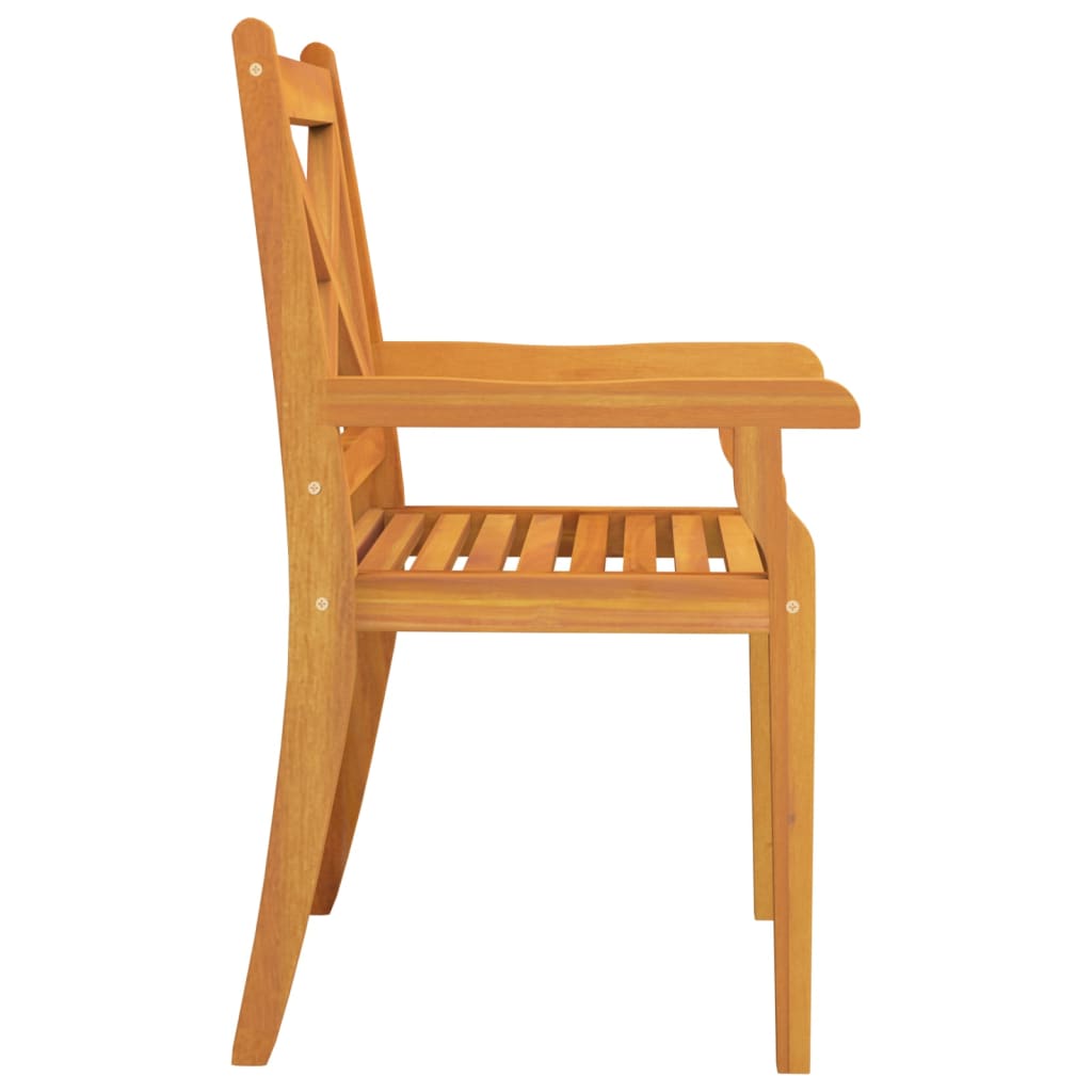 Stylish 3-Piece Solid Acacia Wood Outdoor Dining Chairs Set