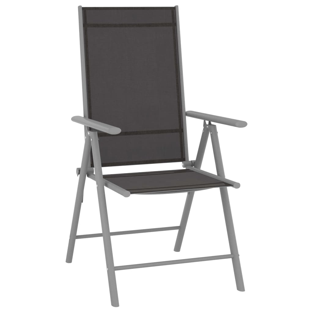 6-Piece Black Textilene Folding Garden Chairs Set - Durable & Stylish