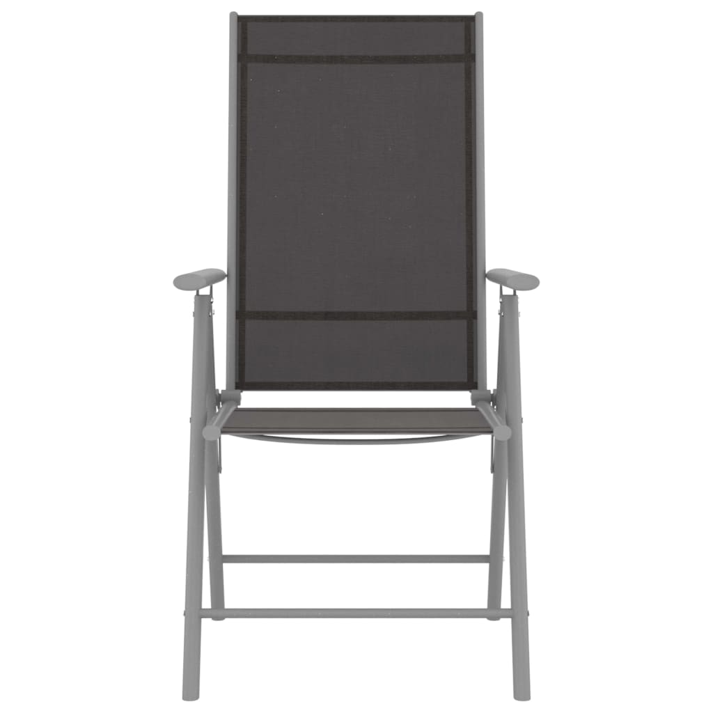 6-Piece Black Textilene Folding Garden Chairs Set - Durable & Stylish