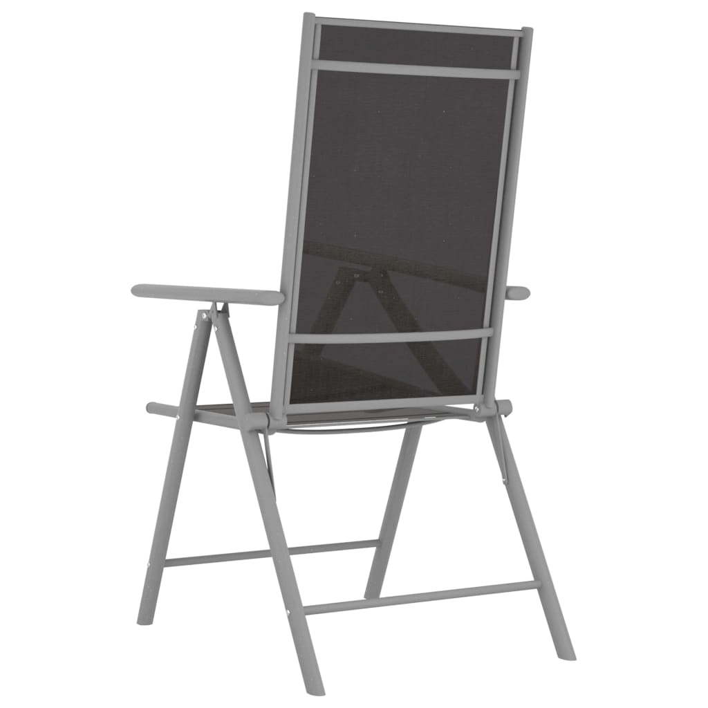 6-Piece Black Textilene Folding Garden Chairs Set - Durable & Stylish