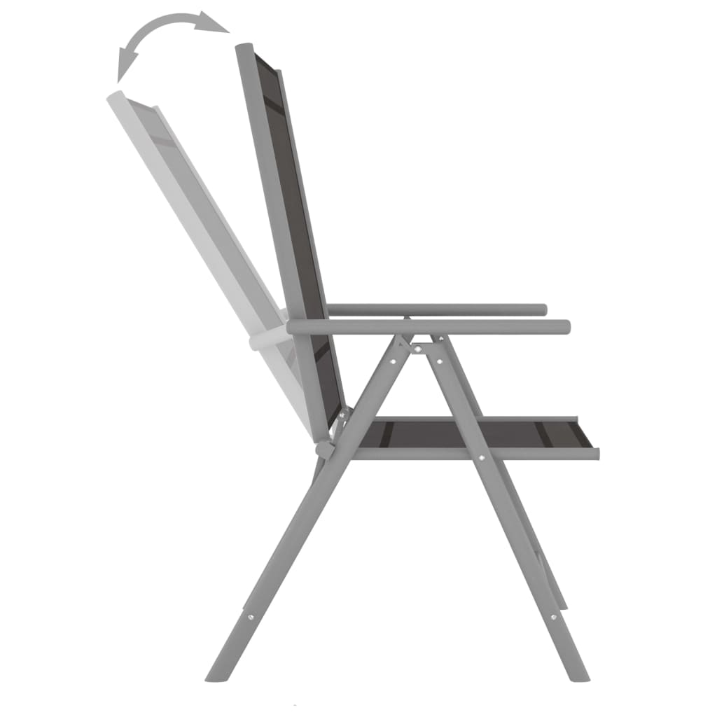 6-Piece Black Textilene Folding Garden Chairs Set - Durable & Stylish