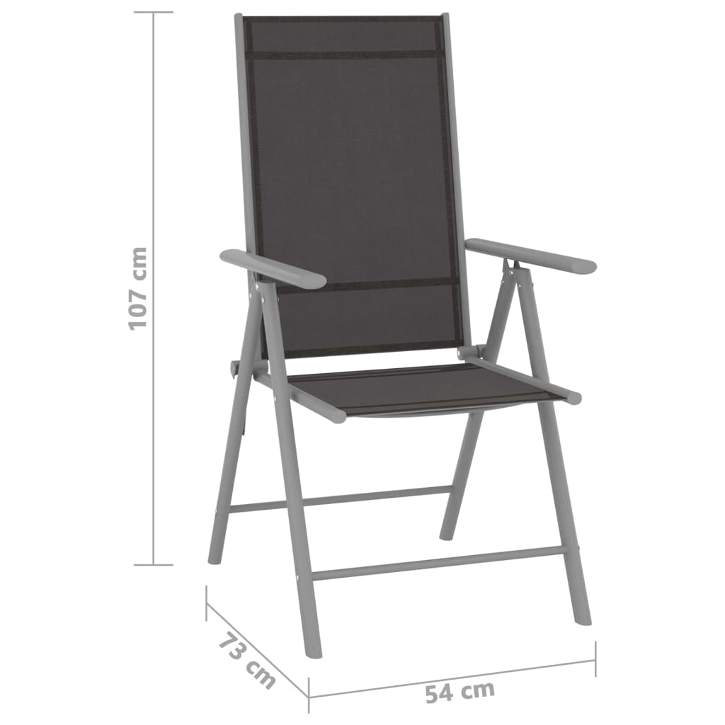 6-Piece Black Textilene Folding Garden Chairs Set - Durable & Stylish