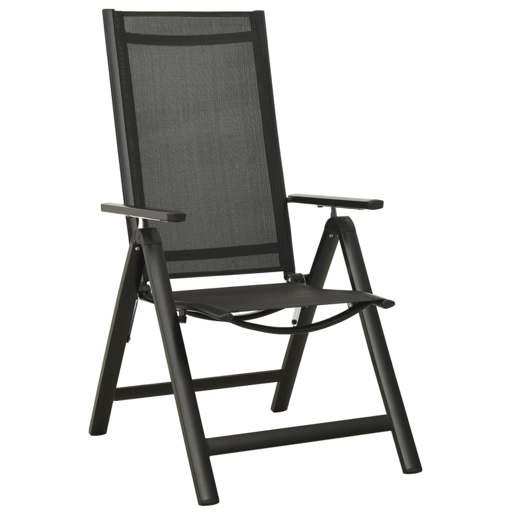 Sleek Black Folding Garden Chairs 2pcs - Textilene & Aluminium