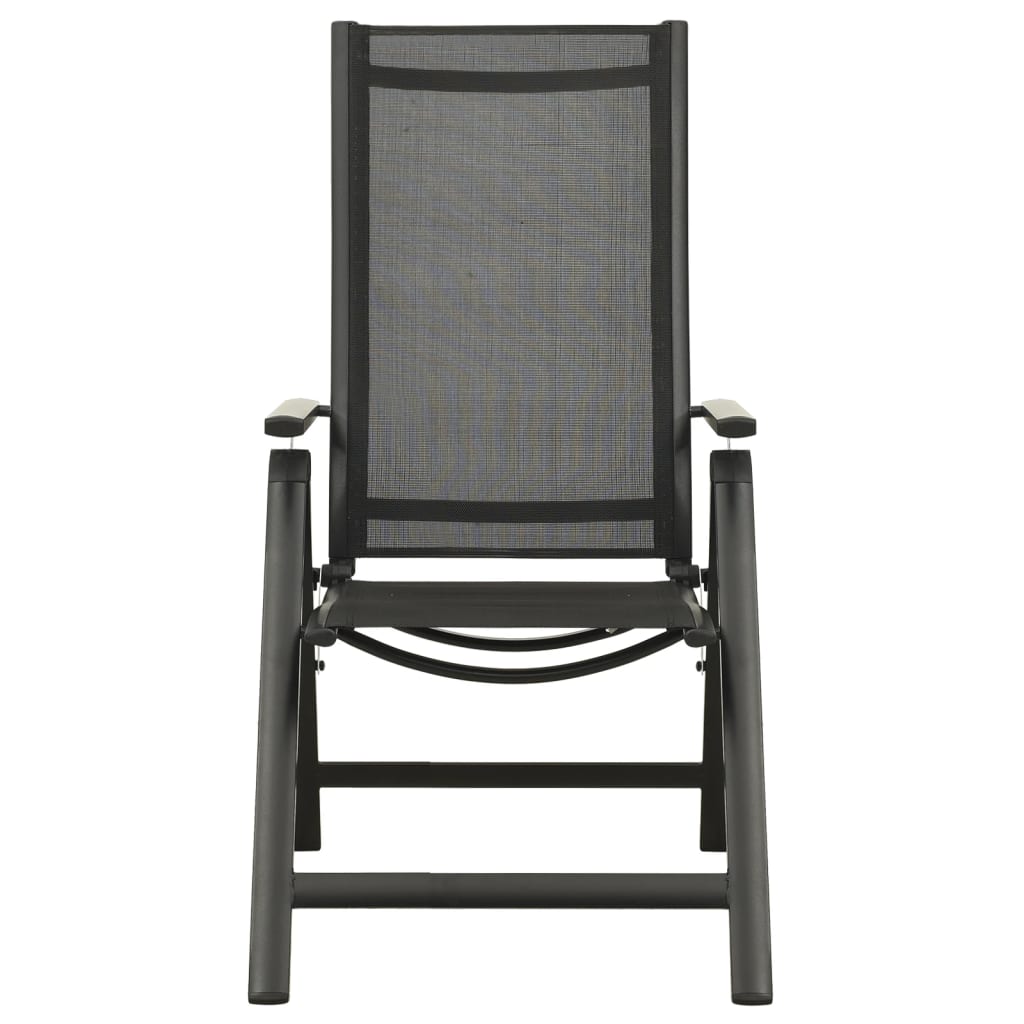 Sleek Black Folding Garden Chairs 2pcs - Textilene & Aluminium