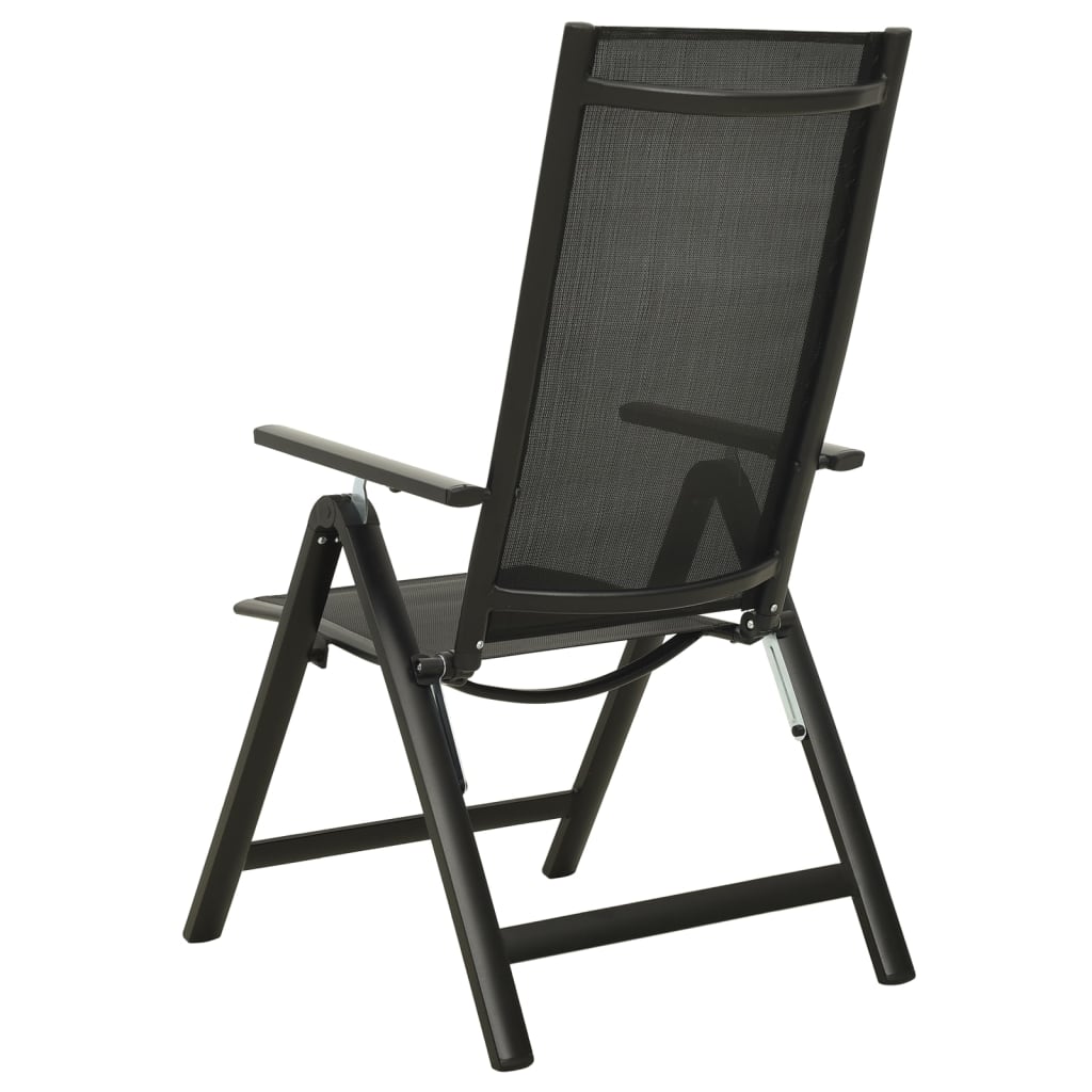 Sleek Black Folding Garden Chairs 2pcs - Textilene & Aluminium
