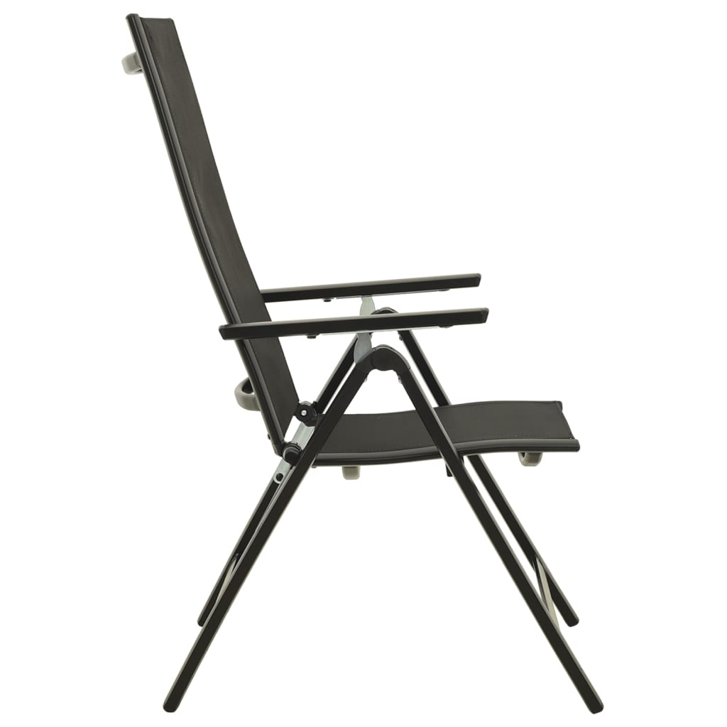 Sleek Black Folding Garden Chairs 2pcs - Textilene & Aluminium