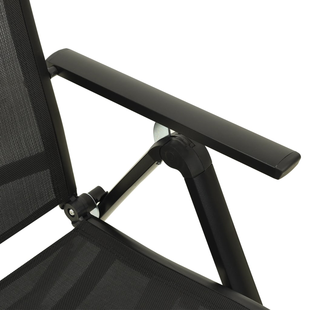 Sleek Black Folding Garden Chairs 2pcs - Textilene & Aluminium