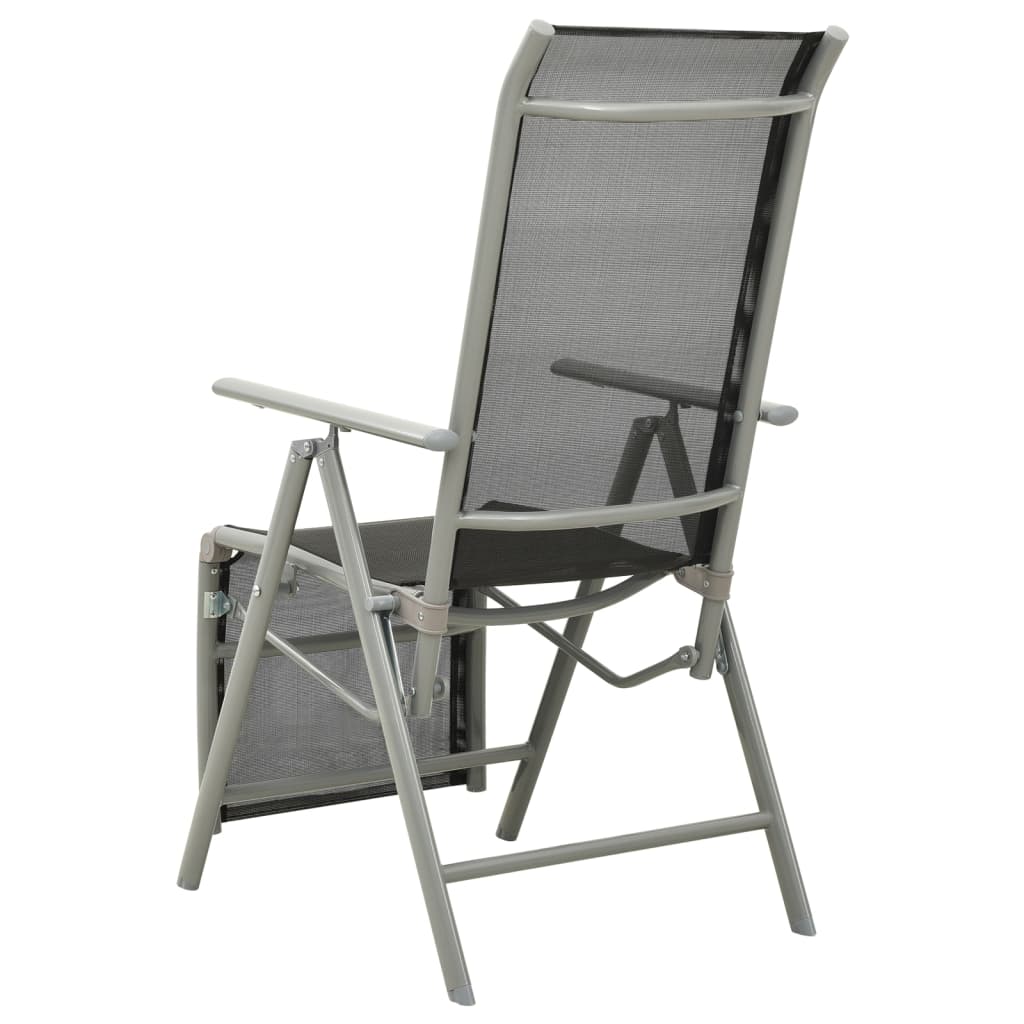 2 Silver Textilene & Aluminium Reclining Garden Chairs Set