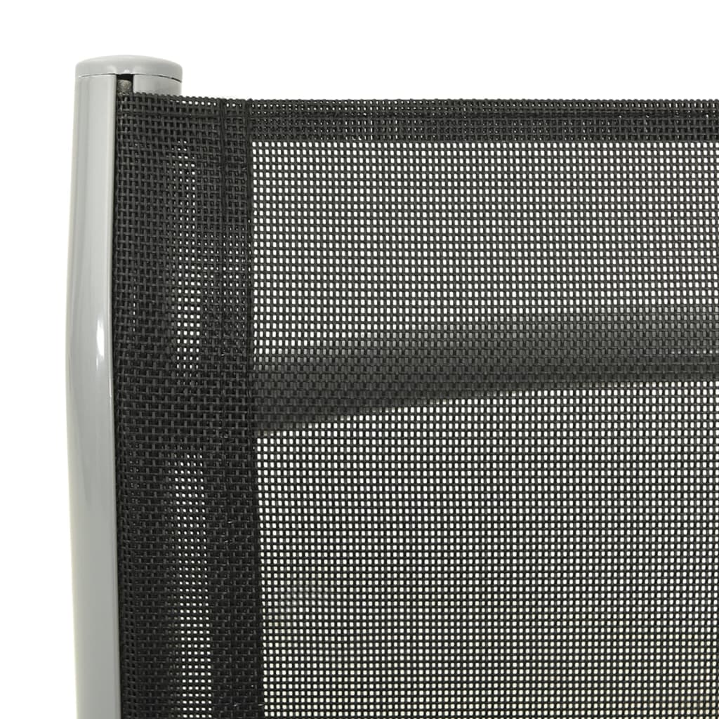 2 Silver Textilene & Aluminium Reclining Garden Chairs Set