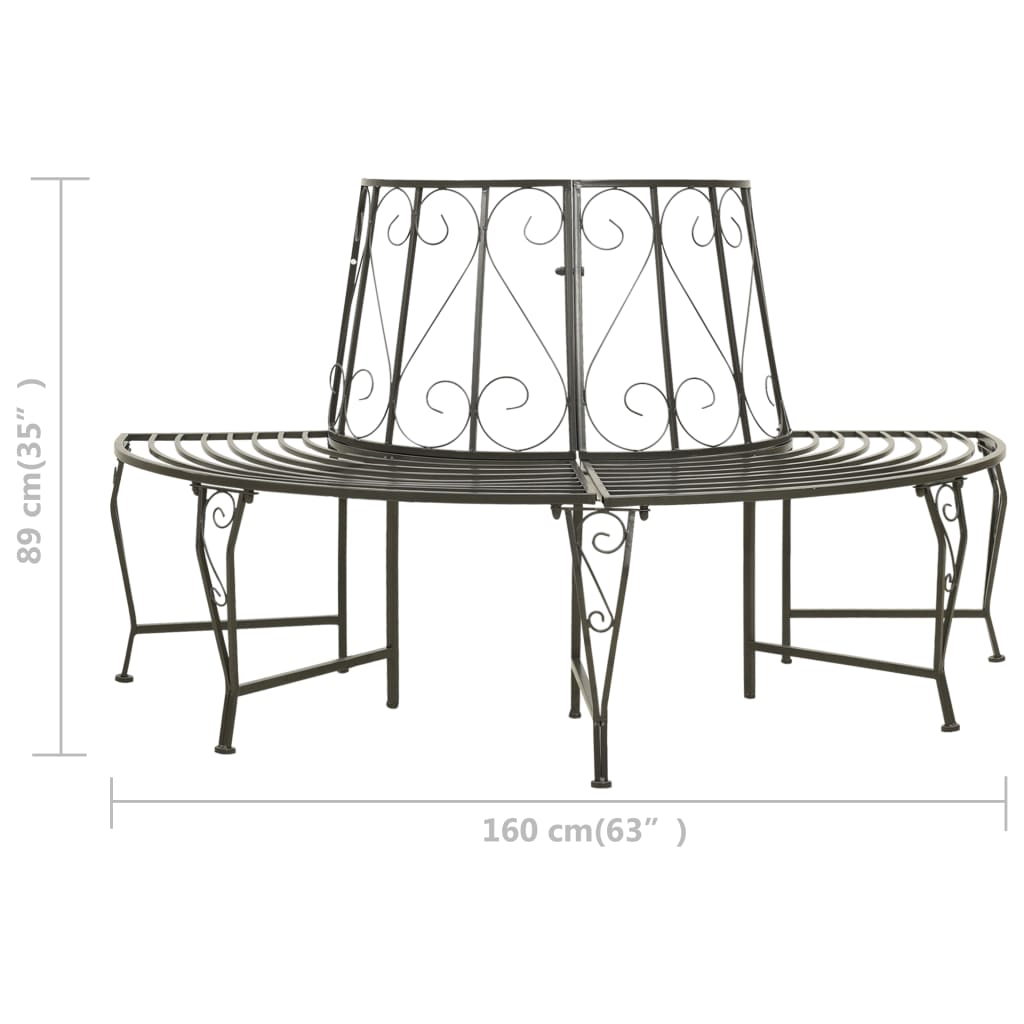 Steel Garden Half Round Tree Bench, 160 cm - Elegant & Durable