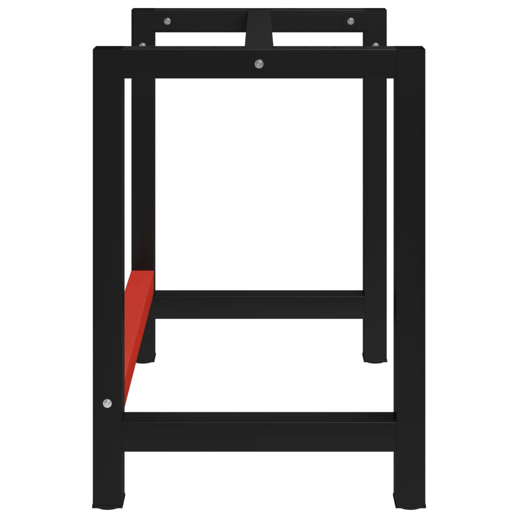 Black & Red Metal Work Bench Frame - 80x57x79 cm