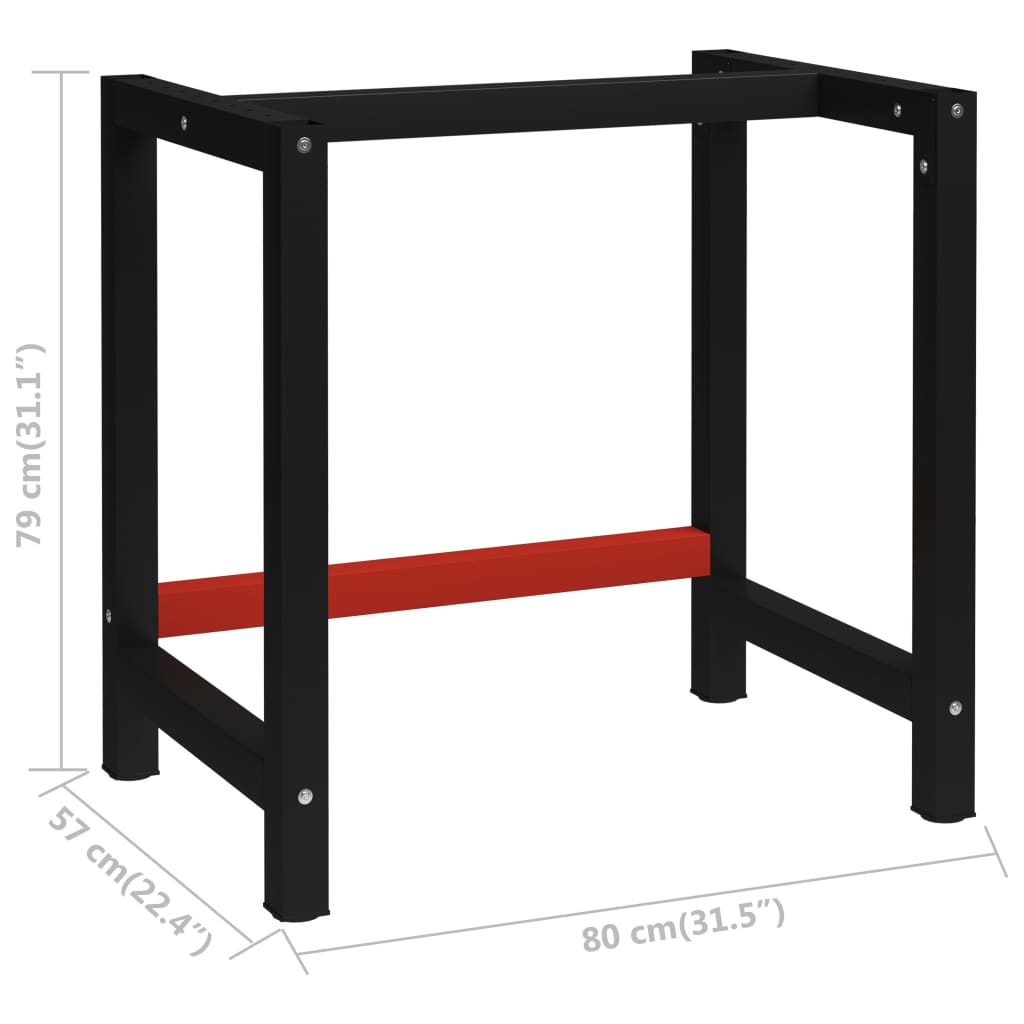 Black & Red Metal Work Bench Frame - 80x57x79 cm