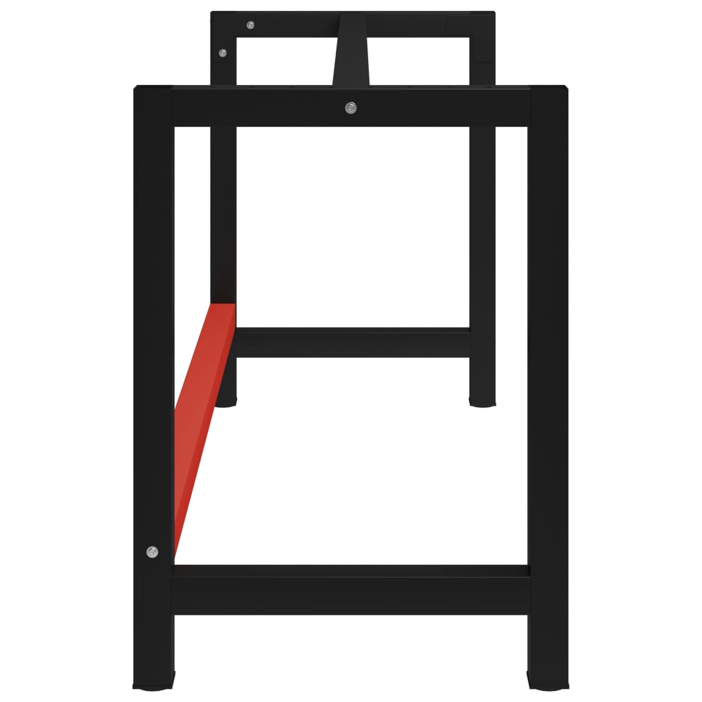 Sturdy Black & Red Metal Workbench Frame 150x57x79 cm
