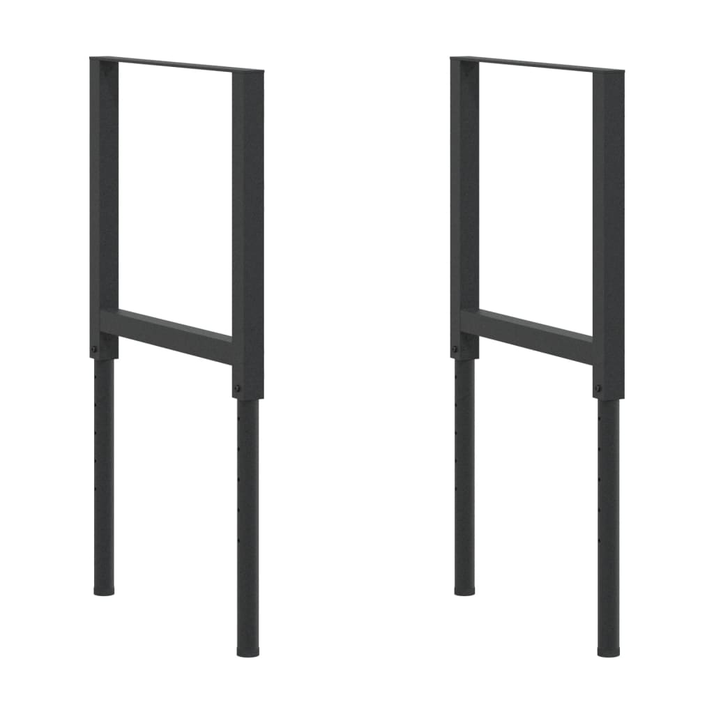Black Metal Adjustable Work Bench Frames 2 Pcs, 55x(69-95.5) cm