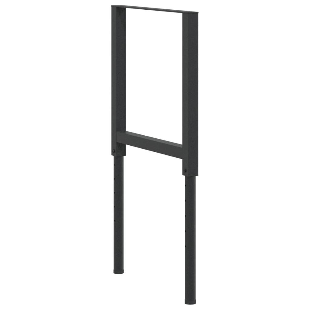 Black Metal Adjustable Work Bench Frames 2 Pcs, 55x(69-95.5) cm