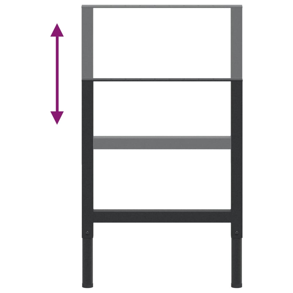 Black Metal Adjustable Work Bench Frames 2 Pcs, 55x(69-95.5) cm