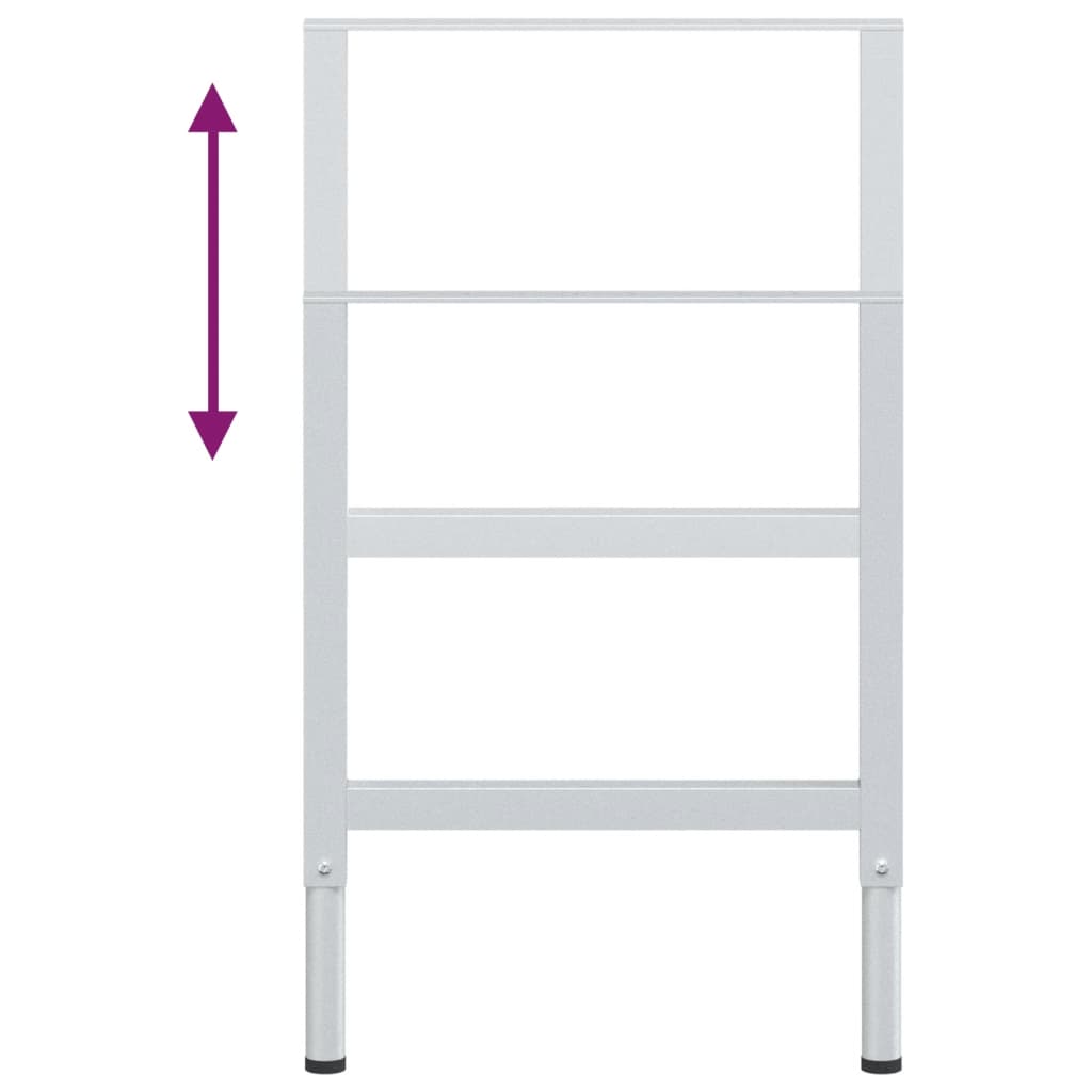 Adjustable Grey Metal Work Bench Frames 2pcs 55x(69-95.5) cm