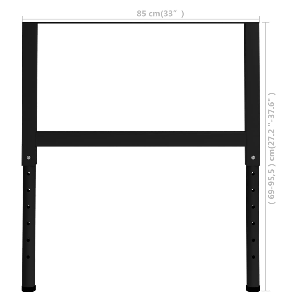 Adjustable Metal Workbench Frames, 2pc Black, 85x(69-95.5)cm