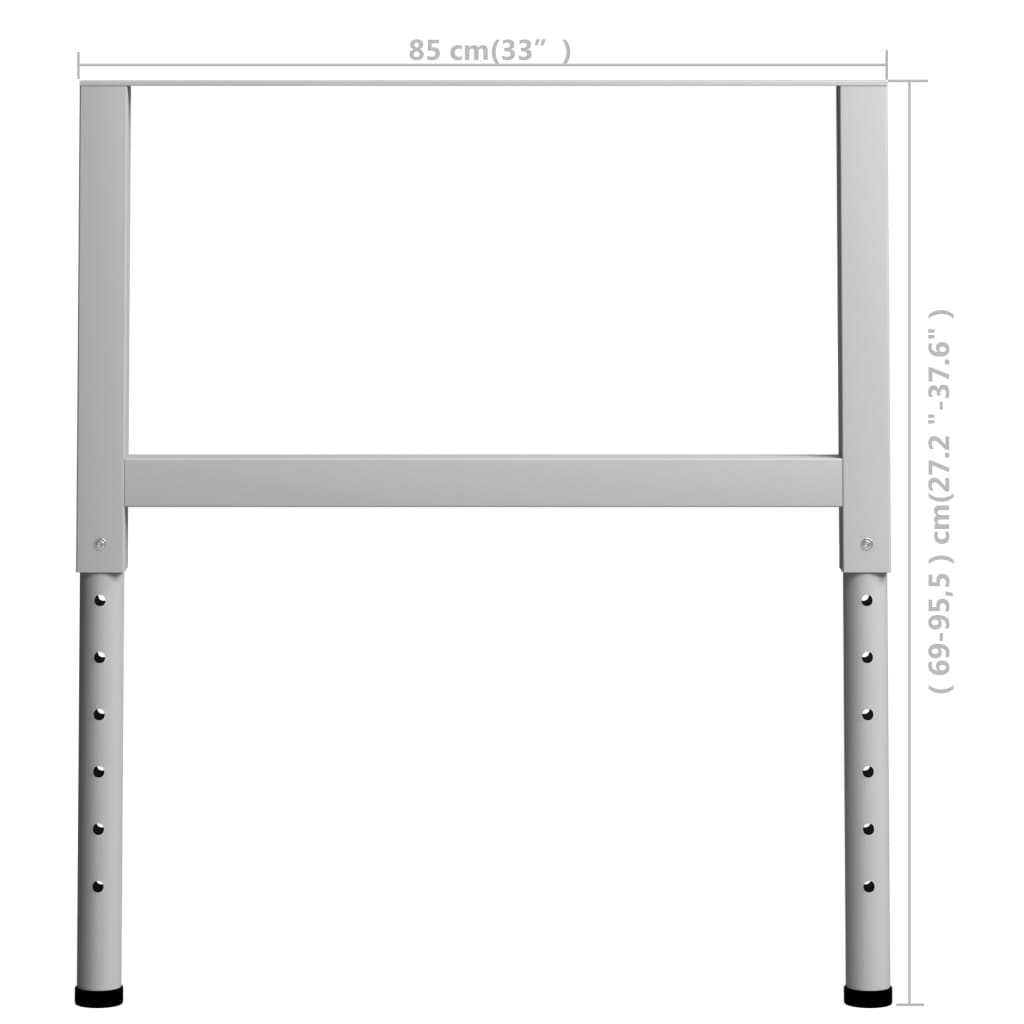 Adjustable Grey Metal Work Bench Frames, 2 pcs, 85x(69-95.5) cm