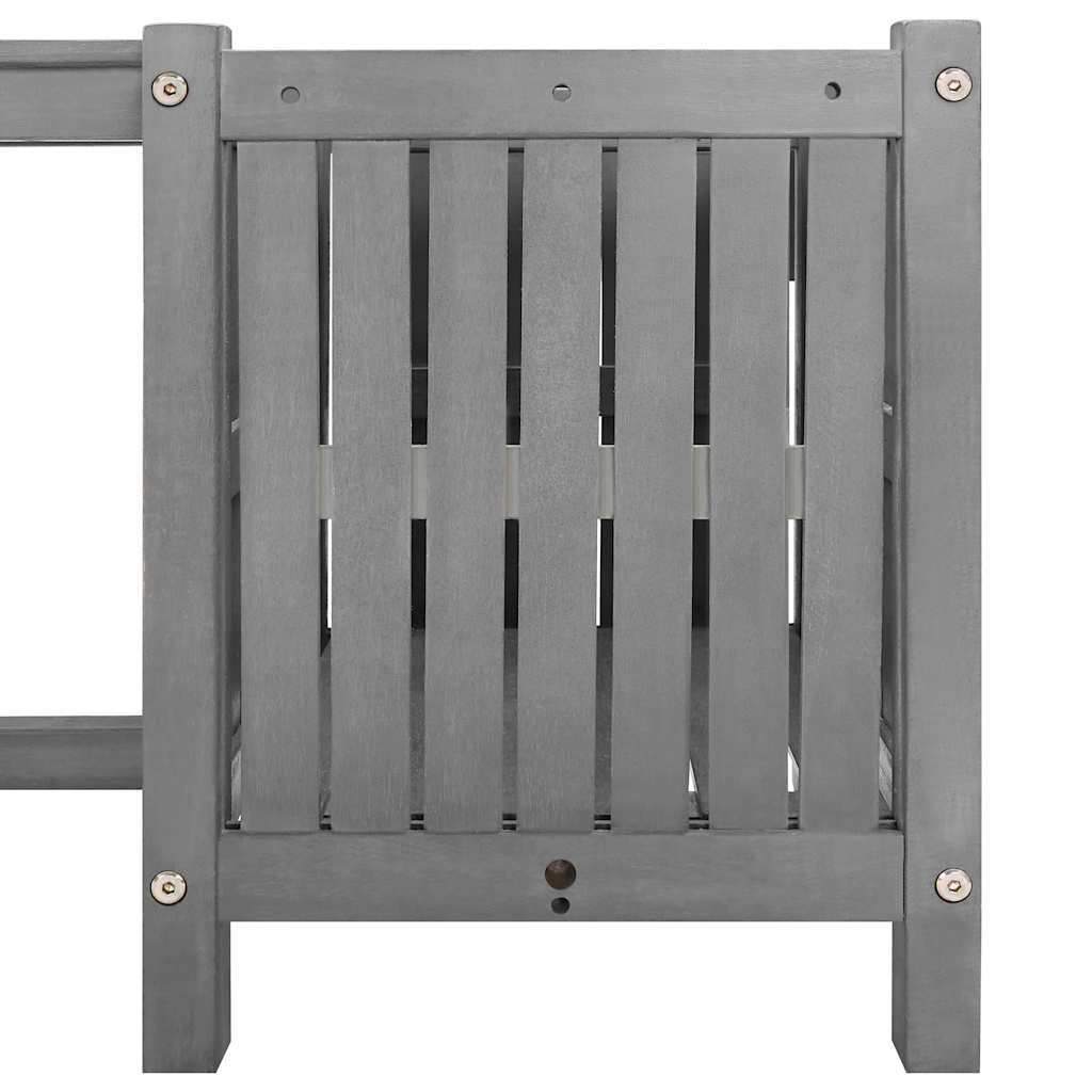 Solid Acacia Wood Grey Garden Bench with 2 Planters, 150cm