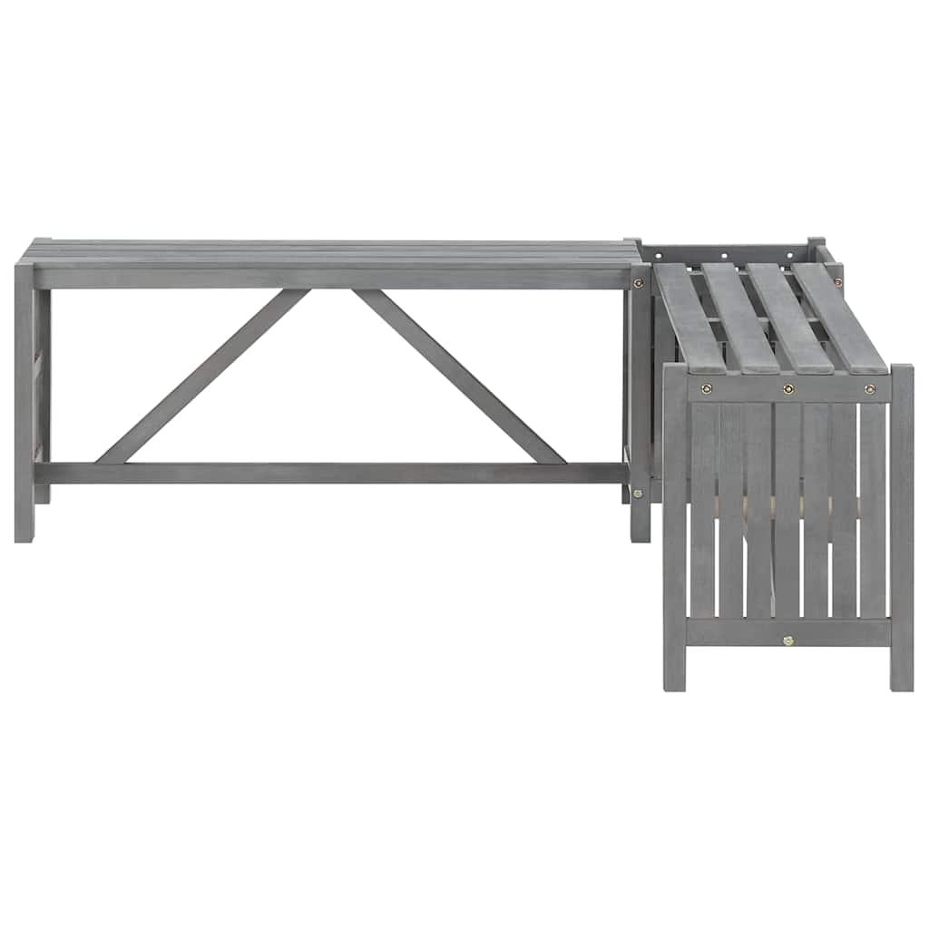 Grey Acacia Wood Garden Corner Bench with Planter - 117cm