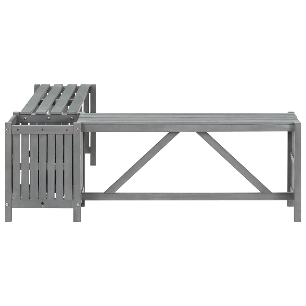 Grey Acacia Wood Garden Corner Bench with Planter - 117cm