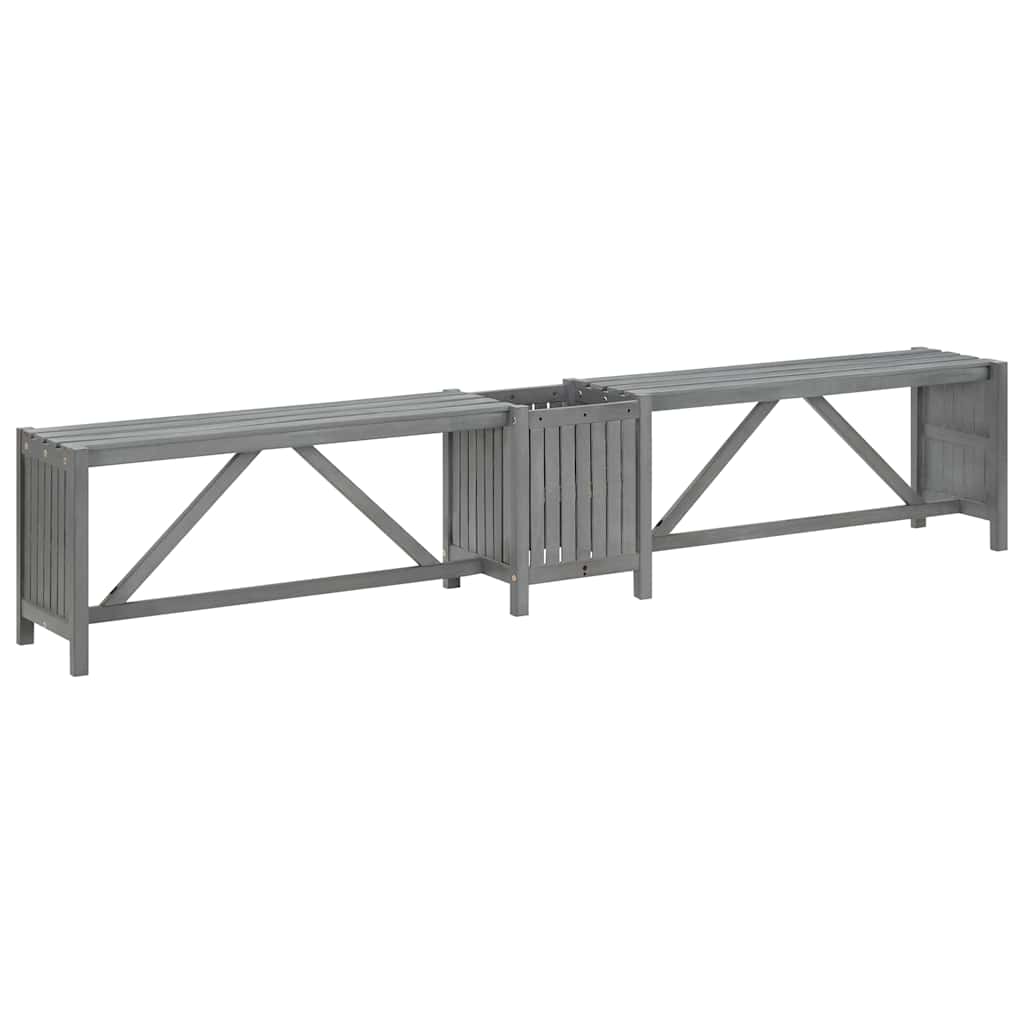 Grey Acacia Wood Garden Corner Bench with Planter - 117cm